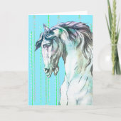 Paard in Aqua Art Note Kaart (Voorkant)