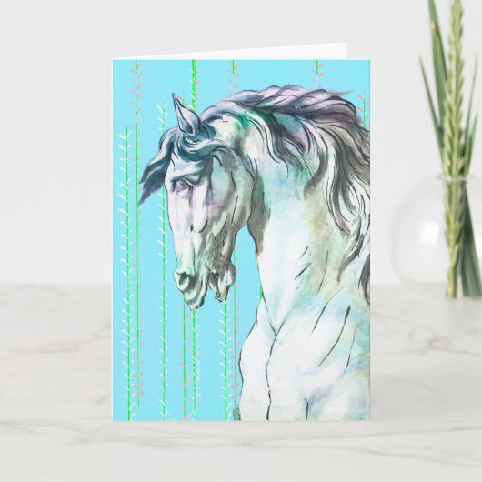  Paard in Aqua Art Note Kaart (Voorkant)