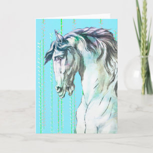  Paard in Aqua Art Note Kaart