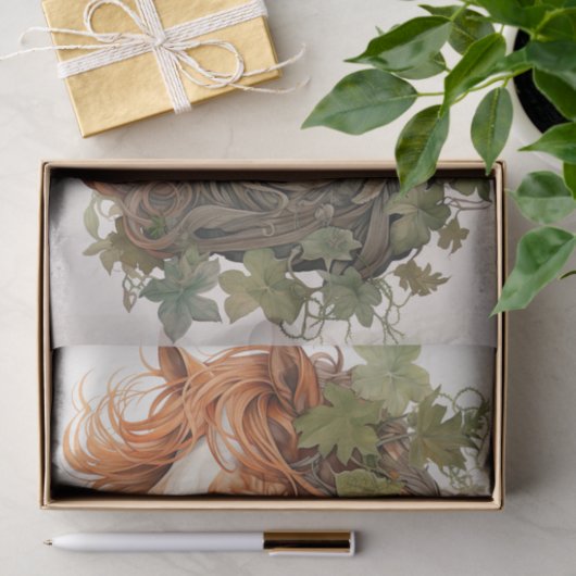 Paard in bladeren 2 Decoupage papier (Geschenk)