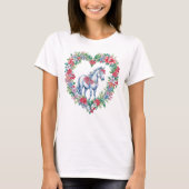 Paard in bloemenhartkrans t-shirt (Voorkant)
