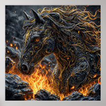 Paard in brand kunst cadeau voor paardenliefhebber