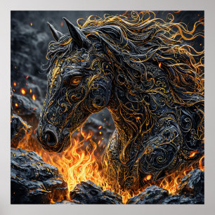 Paard in brand kunst cadeau voor paardenliefhebber poster