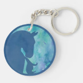 Paard in Cirkel - Blauw Sleutelhanger (Achterkant)