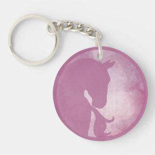 Paard in Cirkel - Roze Sleutelhanger