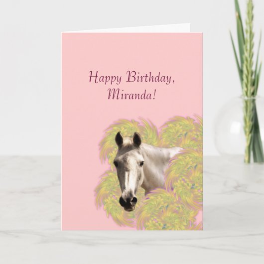 Paard in de bloemen - Happy Birthday! Kaart (Voorkant)