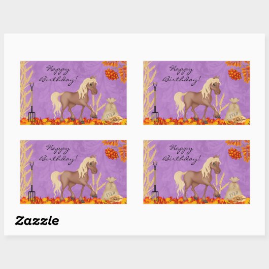  Paard In De Herfstbladeren Verjaardag Sticker (Vel)
