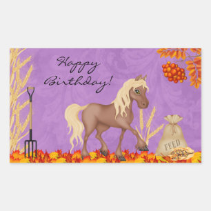  Paard In De Herfstbladeren Verjaardag Sticker