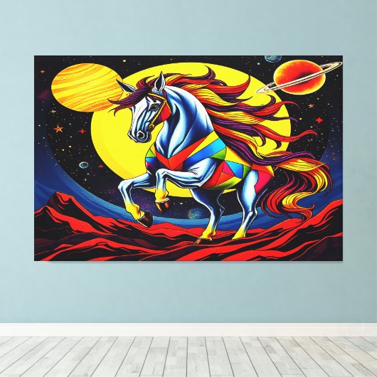 PAARD IN DE RUIMTE CANVAS AFDRUK (Insitu (Houten vloer))