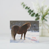 Paard in de sneeuw Kerst Feestdagenkaart (Staand voorkant)