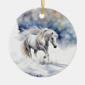  paard in de sneeuw Kerst Keramisch Ornament (Voorkant)