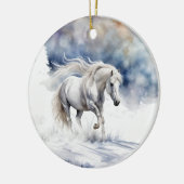  paard in de sneeuw Kerst Keramisch Ornament (Links)