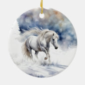  paard in de sneeuw Kerst Keramisch Ornament (Achterkant)