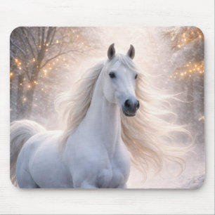 Paard in de Sneeuw met Lichtjes Kerst Muismat