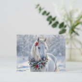  Paard in de Sneeuw Seizoenen Groeten Feestdagenkaart (Staand voorkant)