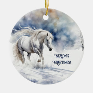  Paard in de Sneeuwkerstvakantie Keramisch Ornament