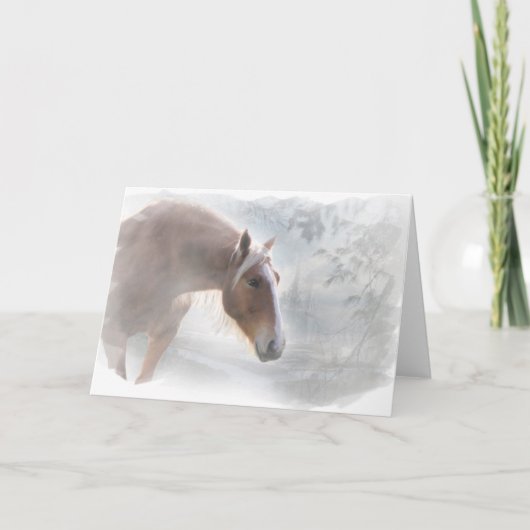  paard in de sneeuwnotitie-Kaart Kaart (Voorkant)
