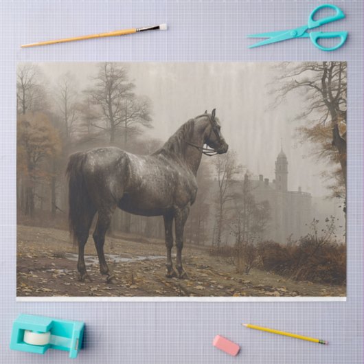 Paard in de sombere  Decoupage Tissuepapier (Craft)