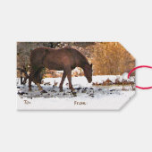Paard in de winter Pack van Gift Labels Cadeaulabel (Voorkant (Horizontaal))
