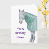 Paard in deken verjaardag kaart (Gele Bloem)