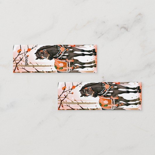 Paard in een rood bos aangepaste naam Bladwijzer Mini Visitekaartje (Voorkant / Achterkant)