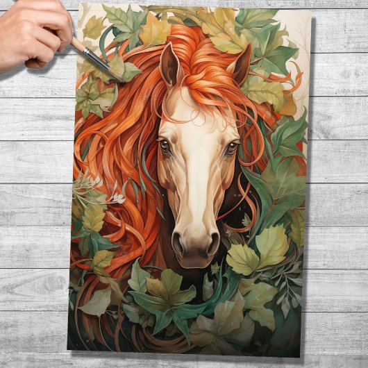 Paard in gebladerte 1 Decoupage papier