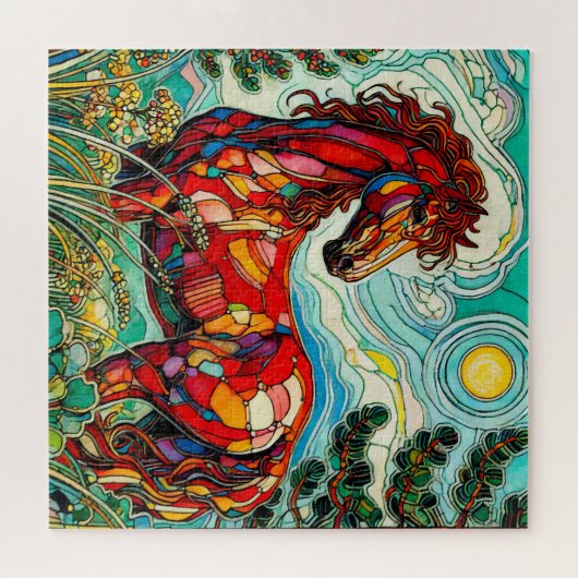 Paard in het gras 600 stuk puzzel (Horizontaal)