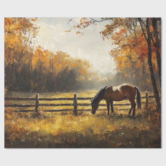 Paard in het veld Golden Hour Decoupage Cadeaupapier (Vlak)