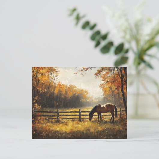 Paard in het veld Gouden Uur Schilderij Briefkaart (Staand voorkant)
