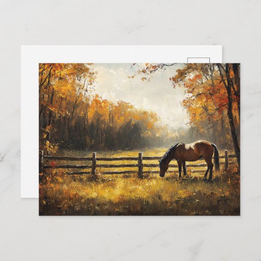 Paard in het veld Gouden Uur Schilderij Briefkaart (Voorkant / Achterkant)