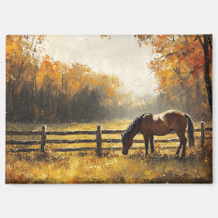 Paard in het veld Gouden Uur Schilderij Magneet