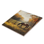 Paard in het veld Gouden Uur Schilderij Tegeltje (Zijkant)