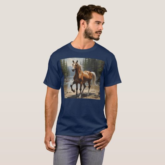 Paard in het wild grappig t-shirt (Voorkant volledig)