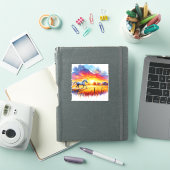 Paard in het zonsondergang landschap sticker (iPad Cover)