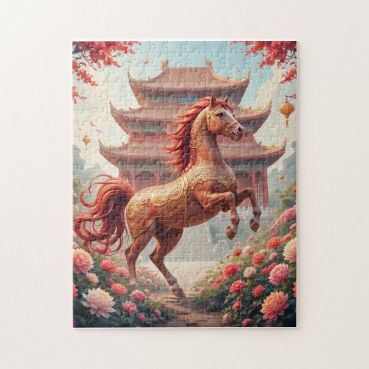 Paard in jaar van de Chinese kalender Legpuzzel (Verticaal)