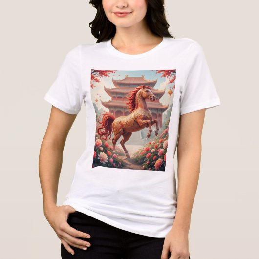 Paard in jaar van de Chinese kalender Tri-Blend Shirt (Voorkant)