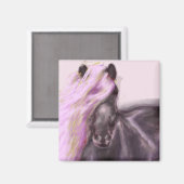 paard in lila schoppen magneet (Voorkant / Achterkant)