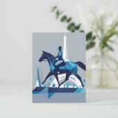 Paard in Parijs Blauw en Wit Briefkaart (Staand voorkant)