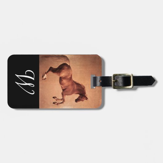 PAARD IN ROOD  Monogram Bagagelabel (Voorkant horizontaal)