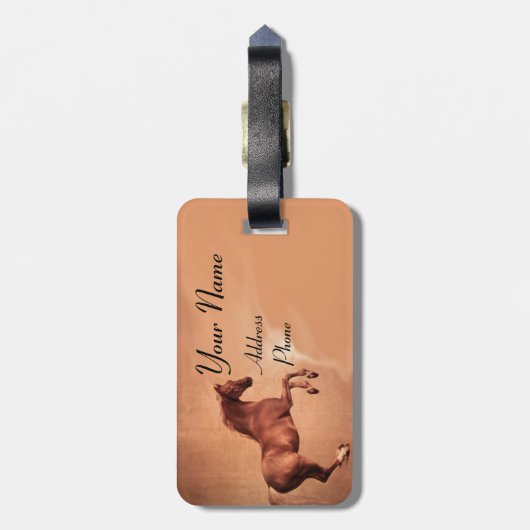 PAARD IN ROOD  Monogram Bagagelabel (Achterkant verticaal)