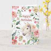  paard in Roos Vloertuin Kaart (Gele Bloem)