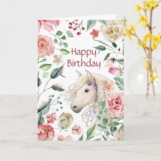  paard in Roos Vloertuin Kaart (Gele Bloem)