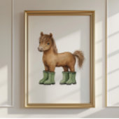 Paard in saliegroene laarzen poster kinderkamer de