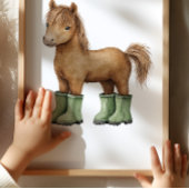 Paard in saliegroene laarzen poster kinderkamer de