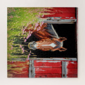 Paard in schuurdeur legpuzzel (Horizontaal)