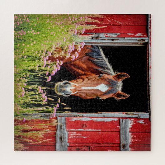 Paard in schuurdeur legpuzzel (Horizontaal)