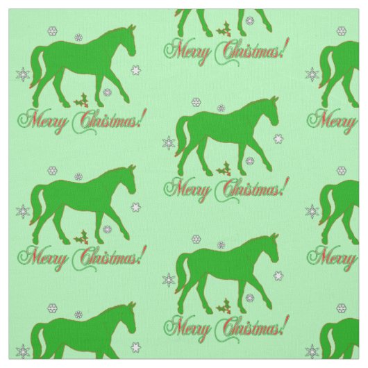 Paard in Silhouette Merry Kerstmis Stof (Swatch)