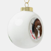 Paard in Sneeuw Paard Kerstmis Keramische Bal Ornament (Links)
