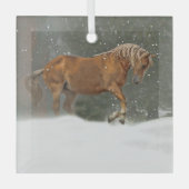  paard in sneeuwkerst glas ornament (Voorkant)