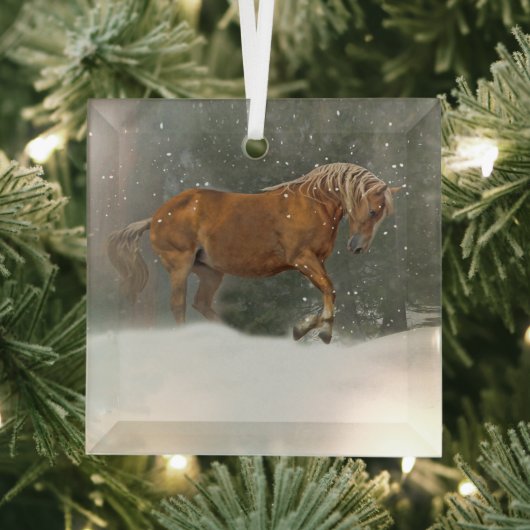  paard in sneeuwkerst glas ornament (Insitu)